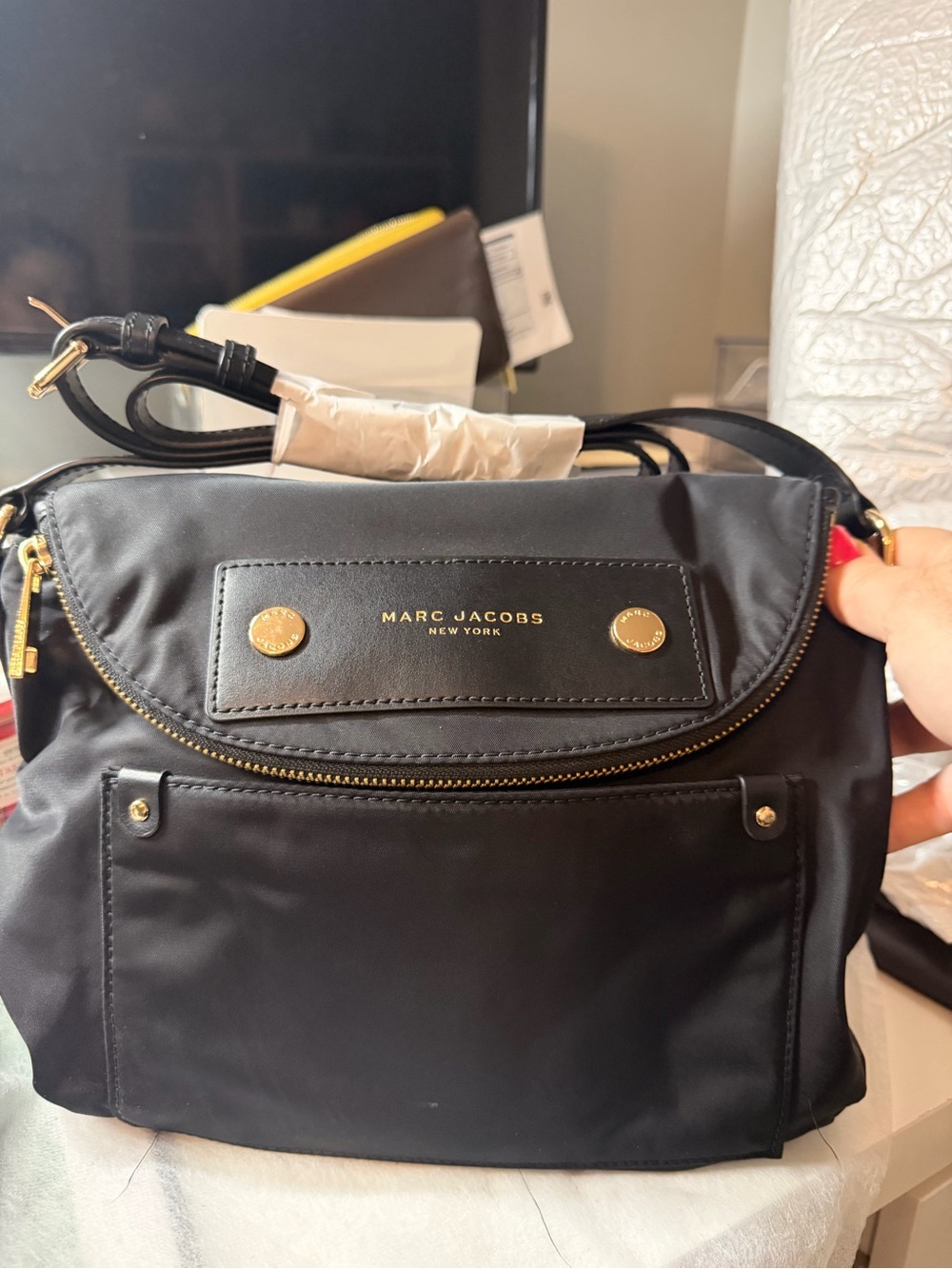 Marc Jacobs Black Nylon Crossbody with Gold Hardware